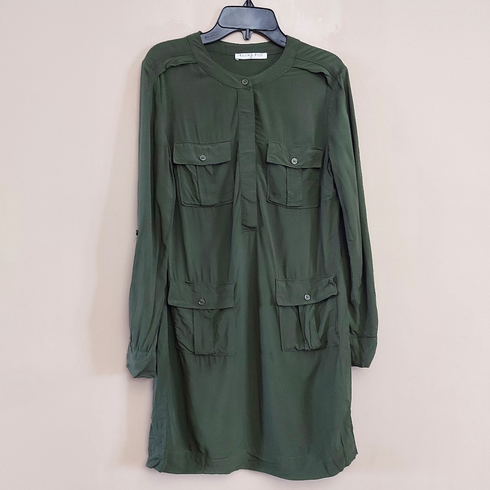 Rejina Pyo mini khaki dress with convertible sleeves Size XS